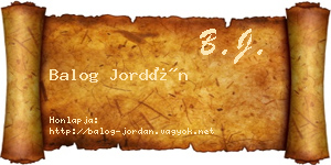 Balog Jordán névjegykártya